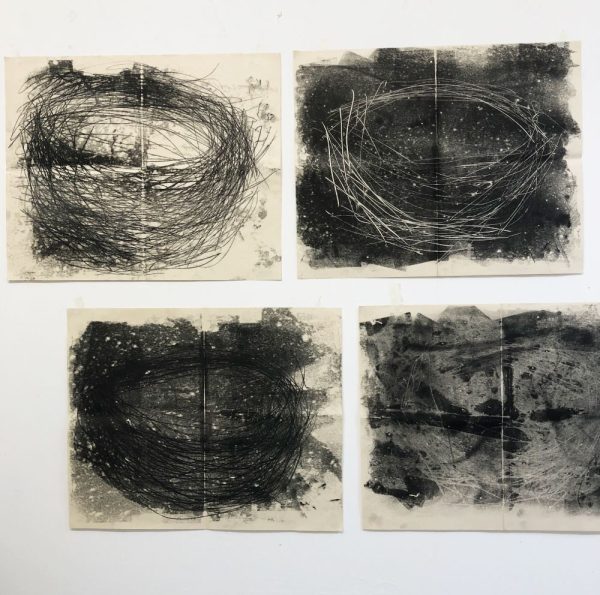 GTA nesting gutter monoprints